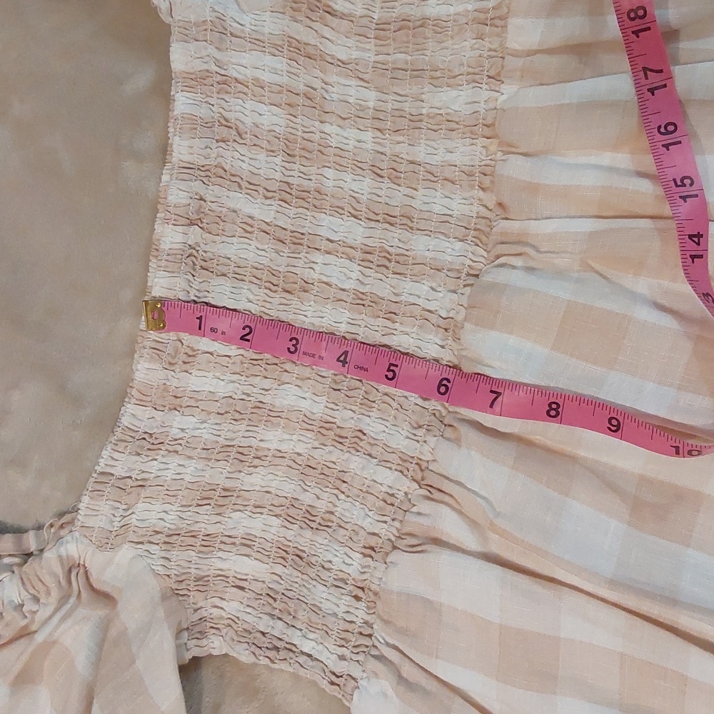 House of Harlow 1960 gingham smocked babydoll mini dress Size L - Picture 6 of 13
